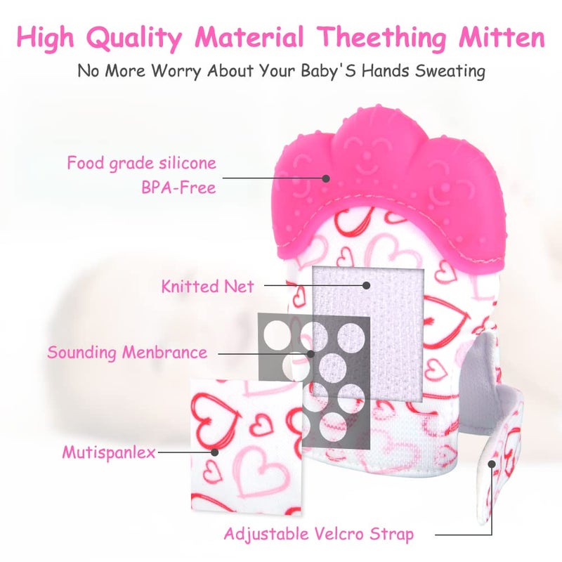 Vicloon 2Pack Silicone Teething Mitt, Soothing Infant Teething Mitten Pain Relief, Prevent Scratches Glove, Safe Silicone Teething Toys for 0-12 Months - Image 3